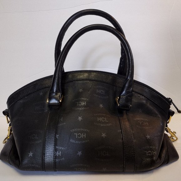 HCL Bags Hcl Handcrafted Leathergoods Black Monogram Satchel Purse